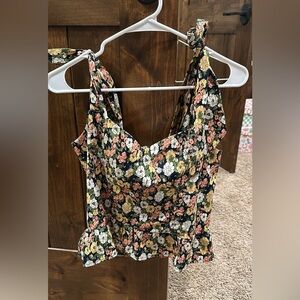 Floral Sleeveless top with Tie Straps